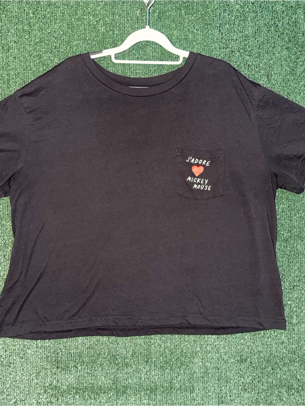 Disney Black Crop Top Tee with Pocket 'J'adore Mickey Mouse' XXL